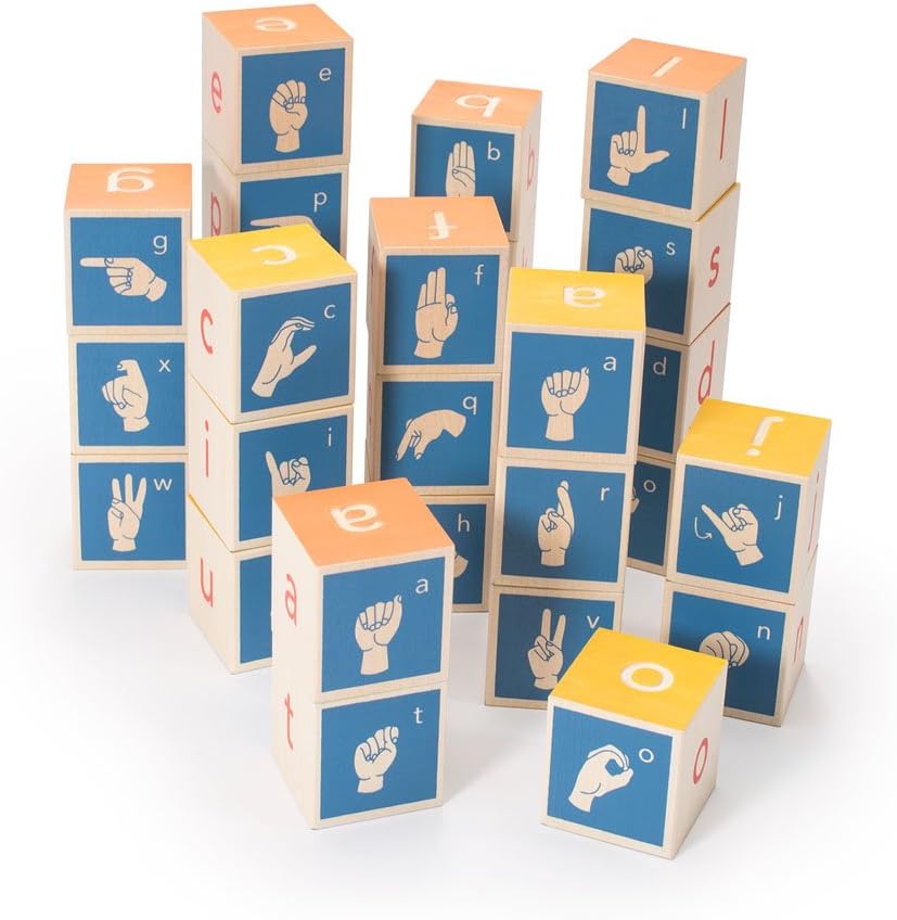 Amazon Com Uncle Goose American Sign Language Blocks Made In The Usa Toys Games