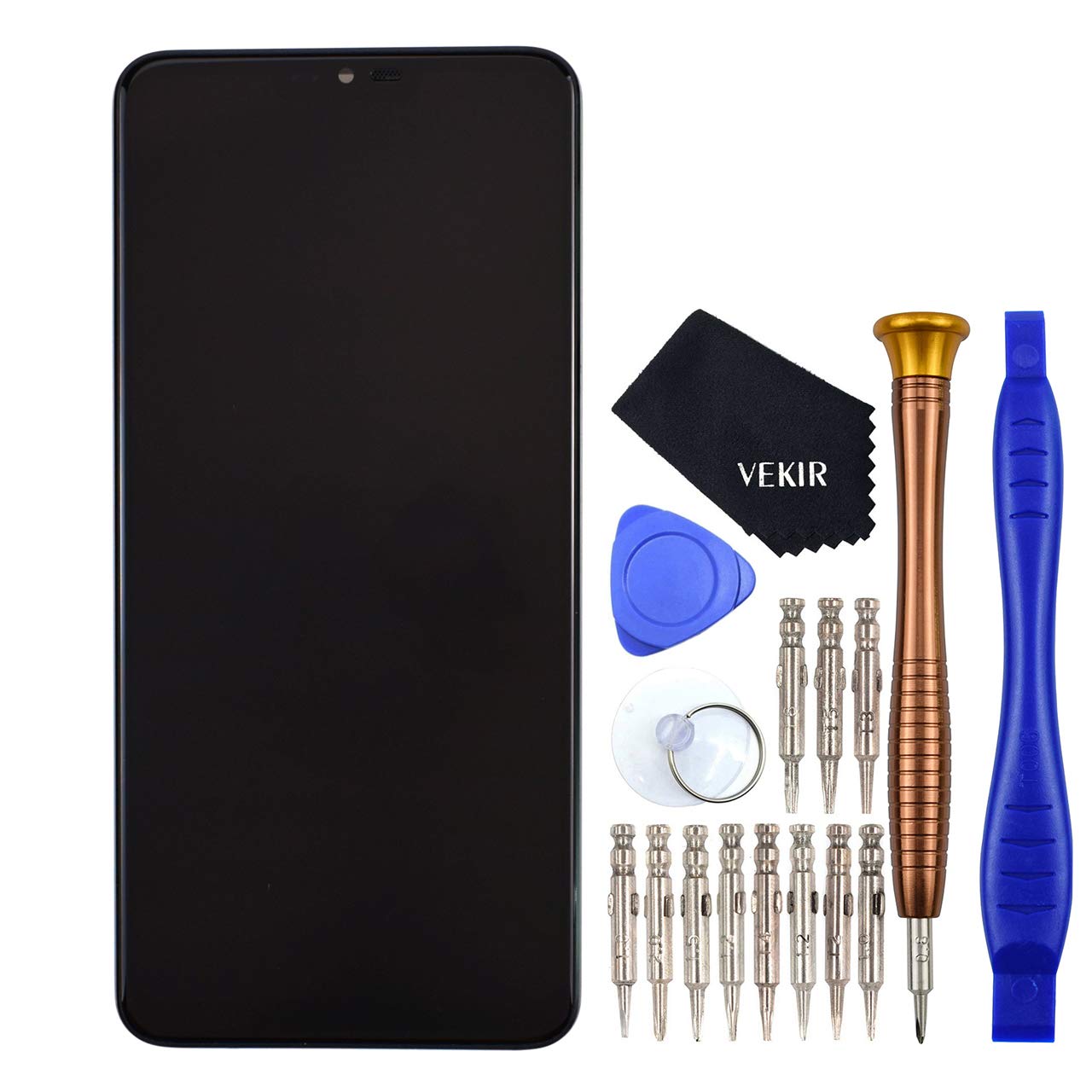 VEKIR G710 LCD Display Touch Digitizer Glass Screen Assembly with Frame replacement kit for LG G7 ThinQ black