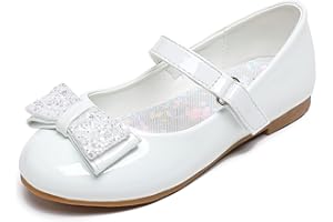 Parrosoo Toddler Girls Dress Shoes Girls Flower Shoes Princess Wedding Party Girls Flats for Little/Big Kids