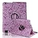 HDE Rotating iPad Case Magnetic Folding Leather Cover Folio Flip Stand for Apple iPad 2 iPad 3 iPad 4 (Purple Embossed)