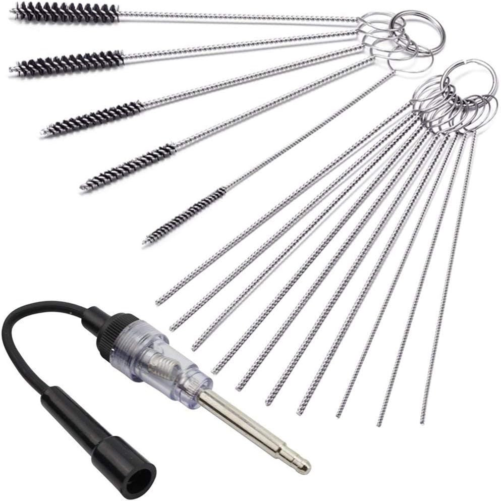 In-Line Spark Plug Engine Ignition Tester with Carb Carburetor Cleaner Kit, Ashero 6-12V Pick Up Coil Armature Diagnostic Detector Tool for Automotive Car Chainsaw Weed Eater Blower Trimmer Internal E