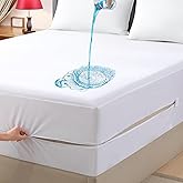 Twin Waterproof Zippered Mattress Encasement, Breathable, Noiseless, Machine-Washable Zipped Mattress Cover, Fitting 7" - 13" Deep Mattress