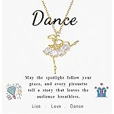 BOOZIQ Ballerina Necklace for Women Dance Recital Necklace Ballet Dancer Pendant Necklace Ballerina Dance Recital Jewelry Costume Accessories