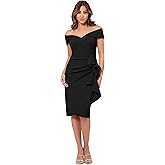 Xscape Womens Long One Shoulder Sleeveless Stretch Scuba Crepe Sheath Gown