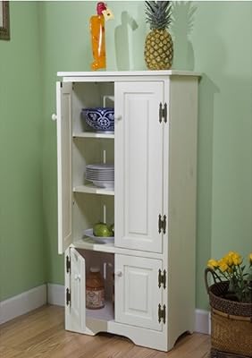 Tall Kitchen Cabinet with Adjustable Shelves, White