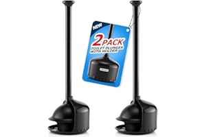 FORASTO 2Pack Toilet Plunger with Holder，Plungers for Bathroom with Holder, Toilet Plunger with Cover，Bathroom Plunger，Bathroom Decor，Toilet Bowl Cleaners,Bathroom Accessories，Black(19inch)
