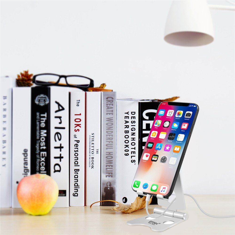 EFISH 270 Degree Dual Shaft Adjustable Metal Mobile Phone Stand - Silver