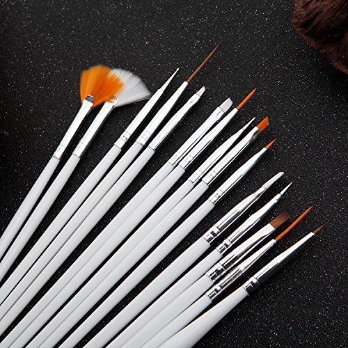 Wonderful Life Nail Art Design UV Gel Design Painting Dotting Drawing Pen Brush Set Painting Pen Manicure Nail Tools Nail Art Painting Pen Brush Nail DecorationTool Kit Set 15pcs White