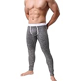 KAMUON Men’s Low Rise Pouch Underwear Pants Long Johns Thermal Bottoms Leggings