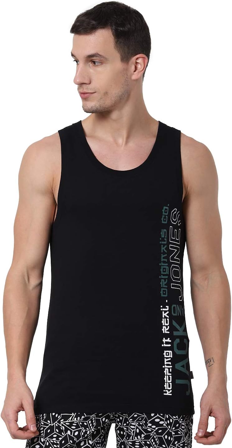 Buy Jack & Jones Men's Printed Vest (2114557004_Black_XLarge) at Amazon.in