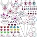 FittiDoll 70Pack Princess Pretend Jewelry Toy, Girl's Jewelry Dress Up Play Set Pretend Play Jewelry Set for Girls