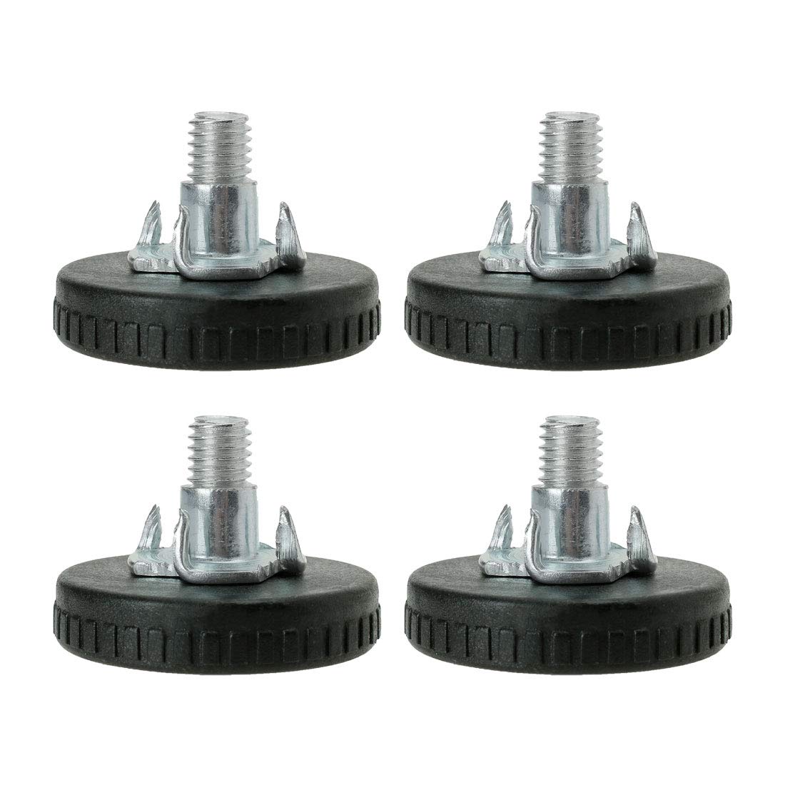 Sourcingmap M8 x 18 x 40mm Screw on Furniture Glide Leveling Feet Thread Adjustable Leveler with T-Nuts for Cabinet Leg 4pcs