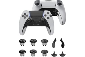 CHARM FOCUS Metal Thumbsticks & Back Paddles for PS5 Edge Controller, Analog Thumb Sticks Caps Replacement Kit for PS5 Dual Sense Edge Stick Module, 6 Joysticks, 4 Back Buttons, Black