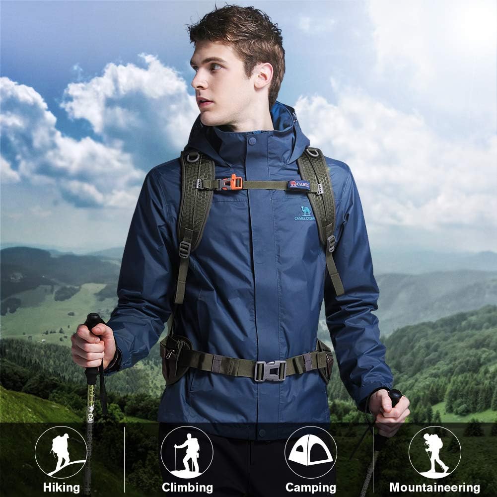 CAMEL CROWN Mens Waterproof Jacket Hooded Windbreaker Windproof Rain Coat Shell for Outdoor Hiking Climbing Traveling at  Men’s Clothing store