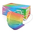 DIOLV 50Pcs Rainbow Printed Disposable Face Masks for Adults 3-ply Face Mask Gradient Rainbow