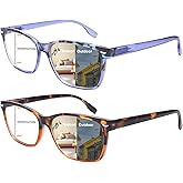 CLASAGA Progressive Multifocal Reading Glasses for Women Photochromic Gray Sunglasses Blue Light Blocking Computer Readers