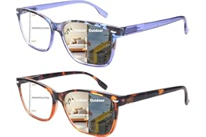 CLASAGA Progressive Multifocal Reading Glasses Photochromic Gray Sunglasses for Men Women Blue Light Block Computer Readers