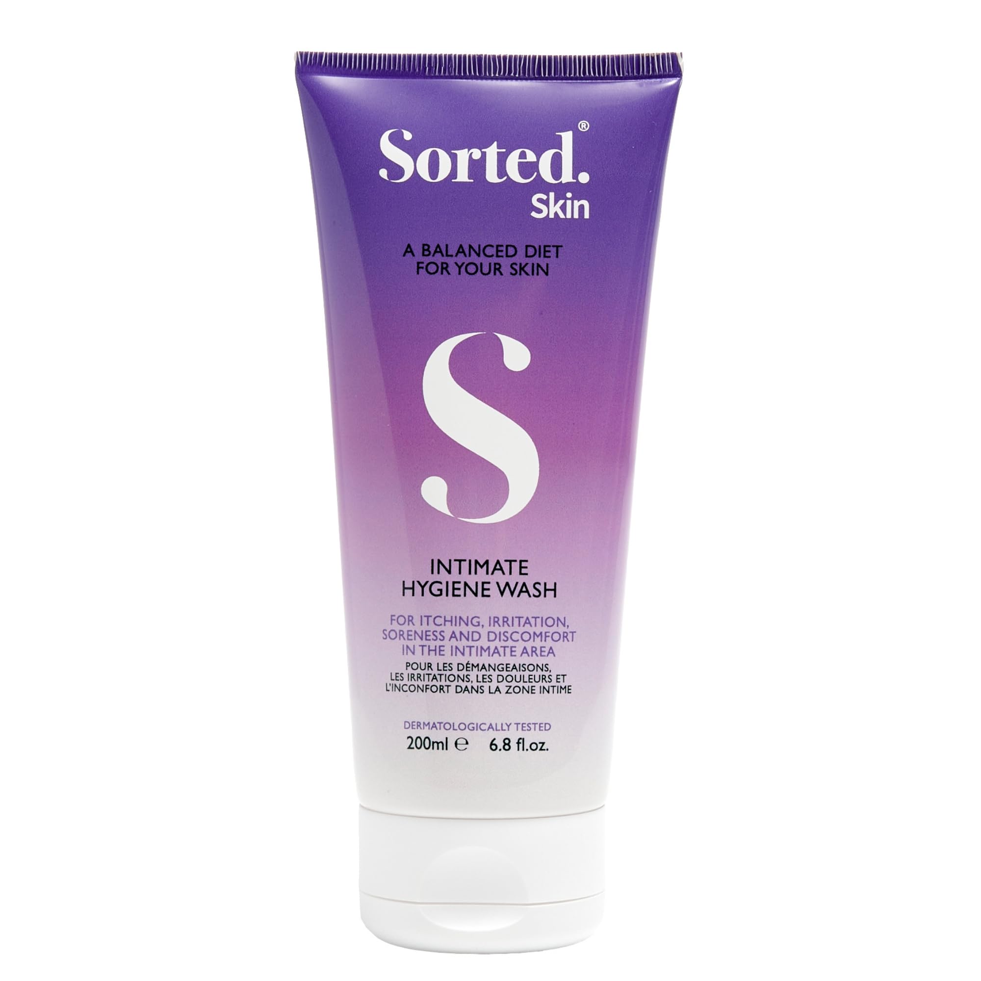 Sorted Skin Intimate Hygiene Wash Supports Balanced pH and Relief from Dryness and Discomfort Hypoallergenic with Natural Antihistamine for Men and Women 200ml