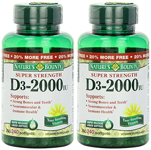 Nature's Bounty Vitamin D-3, 2000 Iu, 480 Softgels (2 X 240 Count Bottles)