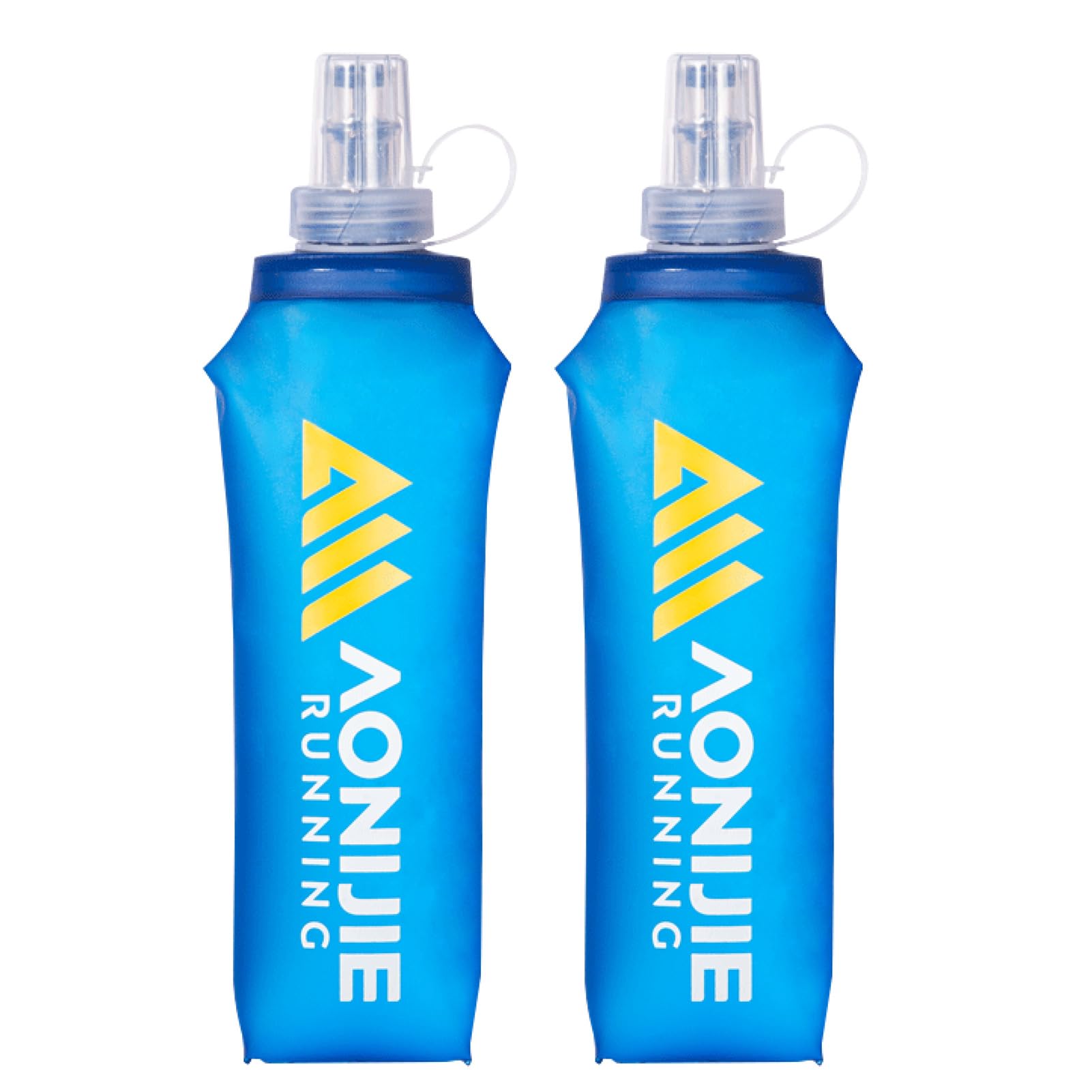 Azarxis TPU Soft Flask Collapsible Water Bottle Running Folding Gel Water Reservoir Handheld for Hydration Pack Hiking Cycling Climbing Jogging Marathon Trail Race (500ml - 2 Pack)