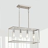 Lanhall 4-Light Dining Room Light Fixture Farmhouse Chandelier Brushed Nickel Modern Kitchen Island Pendant Lights Rectangula