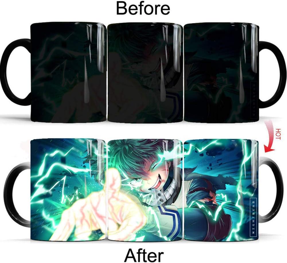 lunanana My Hero Academia Coffee Mug, Japanese Animation Color Changing Water Bottle, Ceramic Hot Heat Sensitive Magic Cup