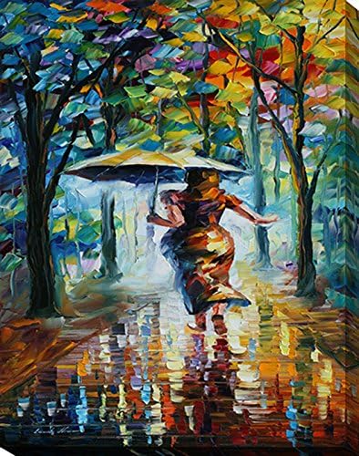 Art Leonid Afremov Colorful Landscape City Women Couples Canvas Framed Free Shpping Made in North America