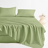 LONAVA 100% Viscose Derived from Bamboo King Sheet Set Olive Green, 4 Pieces Soft Cooling Bedding with Deep Pocket UP to 16", Silky Smooth, Organic & Breathable, Breathable Bed Sheets