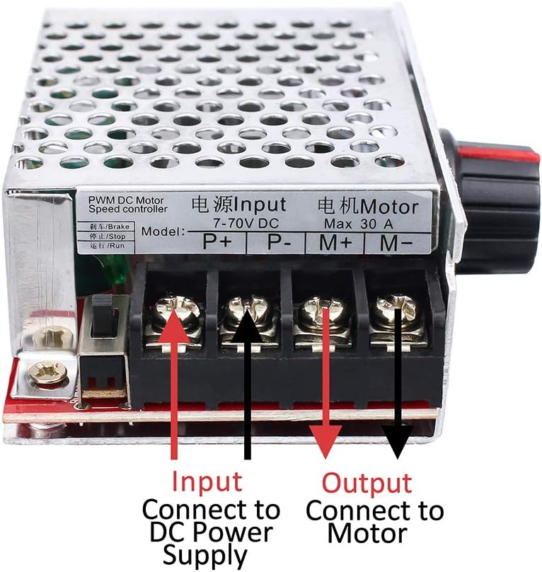 KeeYees 7-70V 30A PWM DC Motor Speed Controller Switch Control 12V 24V 36V 48V with 30 Amp Fuse - - 