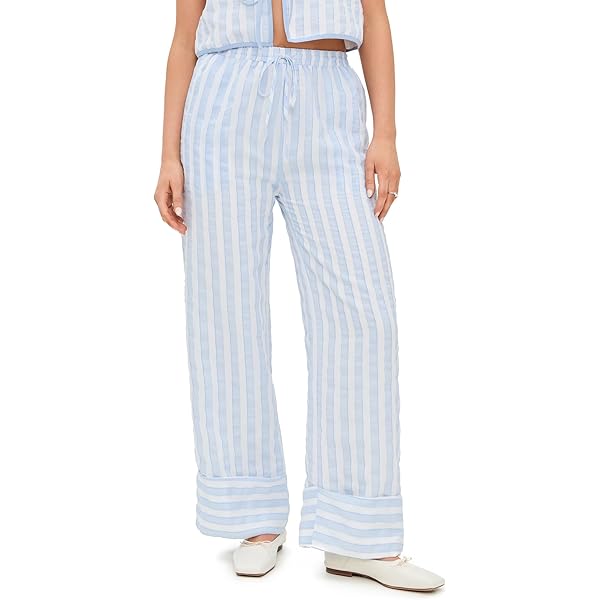 Splendid Women's Raegan Stripe Pants, White/Seaport, XL at Amazon