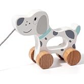 WoodenEdu Baby Toys Car,Wooden Pull Along Toy for Toddlers 1 2 3 Year Olds | Developmental Push Pull Toy Birthday Gift for Boys Girls Kids,Dog