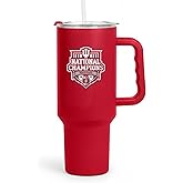 Logo Brands Indiana Hoosiers 2025 National Champions 40oz 18/8 Stainless Steel Tumbler – Vacuum Insulated Travel Cup with Handle & Straw – Keeps Drinks Cold 24h+ – Official NCAA Football Title Gift