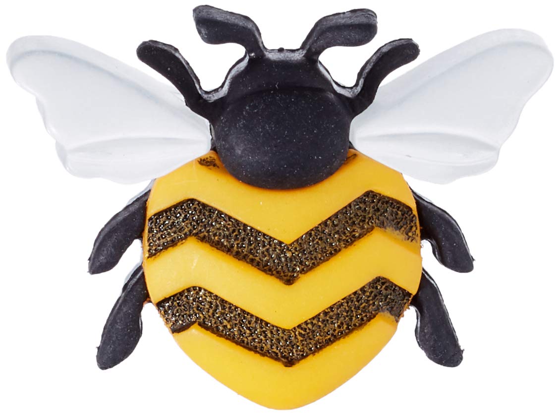 Dress It Up NA-2 Buzzing Bees Buttons x 12, Black and Yellow, One Size
