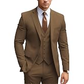 MoranX Business Men Suits Regular Fit 3 Piece Tuxedos Notch Lapel Blazer Vest Pants for Wedding Grooms