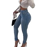 KUNMI Womens Curvy High Waist Stretch Butt Lifting Skinny Colombian Jeans