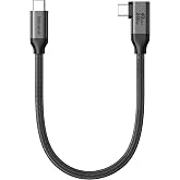 Silkland Right Angle USB 4 Cable Data 40Gbps for Thunderbolt 4 240W 1FT | 8K/Dual 4K Display, Video and Data Transfer, 90 Degree USB C Monitor Cable for MacBook, iPhone 17,iPad, Mac mini,Hub,SSD,Dock