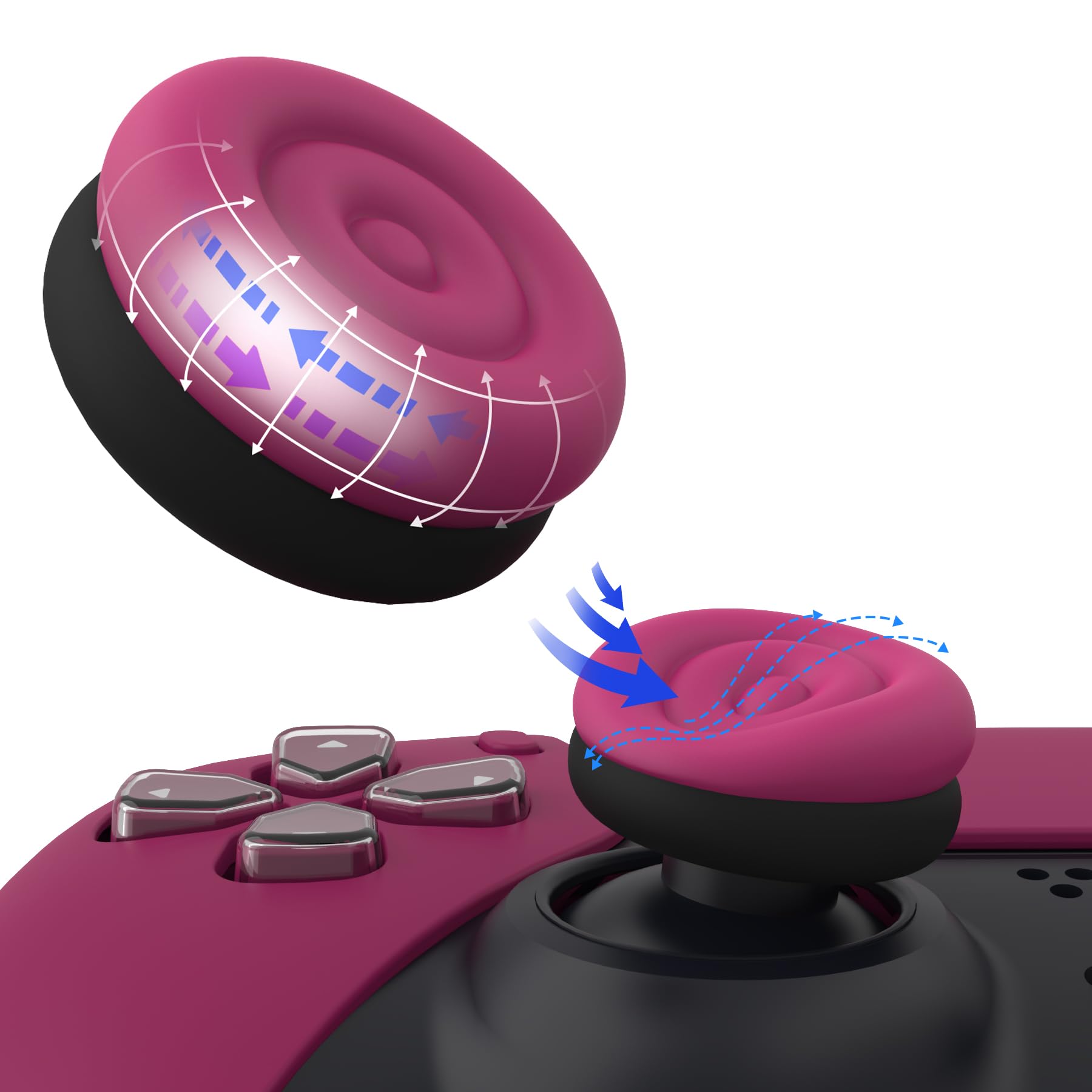 playvital Thumbs Cushion Caps Thumb Grips for ps5, for ps4, Thumbstick Grip Cover for Xbox Series X/S, Thumb Grip Caps for Xbox One, Elite Series 2, for Switch Pro Controller - Cosmic Red & Black