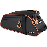 MOSISO Bike Rack Bag, 8L Waterproof Bicycle Rear Rack Trunk Bags with Orange Pull Tabs, Bike Rear Seat Bag Bicycle Storage Saddle Luggage Bags with Shoulder Strap for Road Mountain Cycling, Black