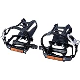 JGbike Bike Pedals with Toe Clips and Straps for Exercise Outdoor Cycling and Indoor Stationary Bike 9/16-Inch Spindle Alloy 