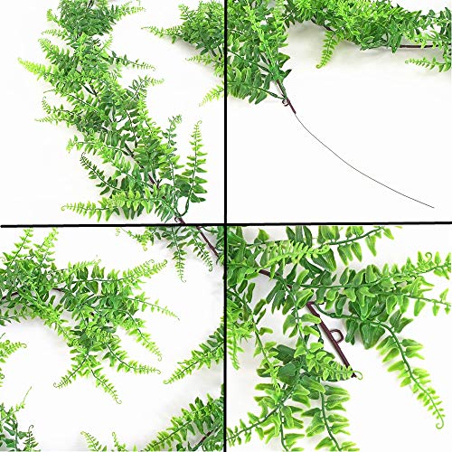 Fycooler Faux Boston Ferns Plant Artificial Vines Hanging Leaves Greenery Garland Artificial Plats 6.2 Feet in Length for Wedding Backdrop Arch Wall Decoration Garden Home Decor