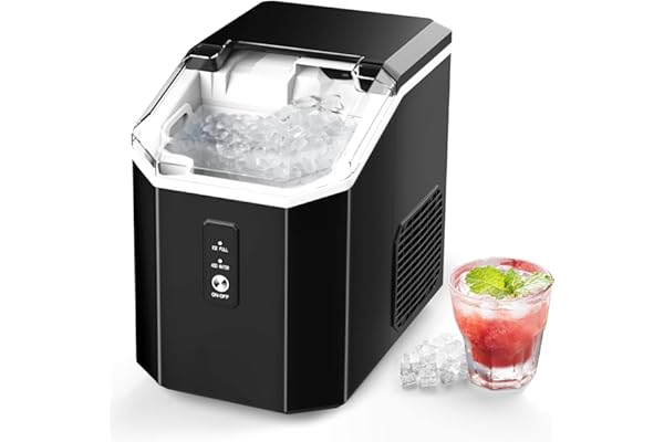 Nugget Ice Maker Countertop, Crushed Chewable Ice Maker, Self Cleaning Ice Makers with One-Click Operation, 34Lbs/24H, Pebble