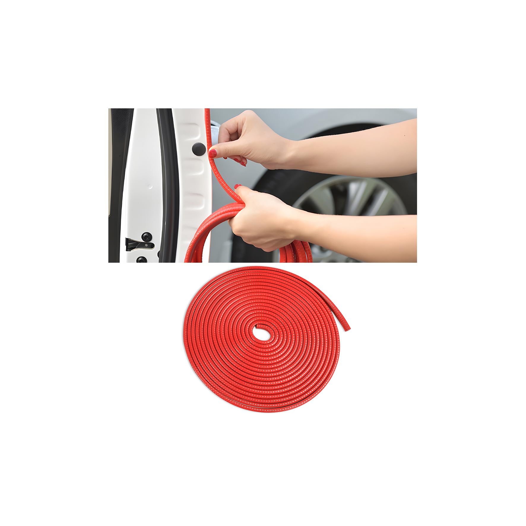 Photo 1 of Osilly Car Door Edge Guards, U Shape Rubber Seal Car Edge Trim Protection, Weather Proof Aluminum Automotive Door Molding, 16Ft (Red)