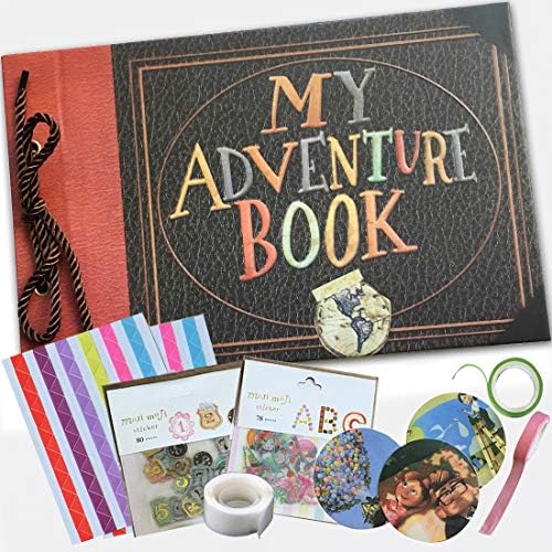My Adventure Photo Album - Embossed Cover -Handmade DIY Pixar Up Movie- Family Scrapbook Photo Album - Includes Everything to Make The Perfect Memory Book - 80 Pages