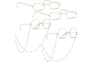 Fiada 6 Pieces Old Man Glasses Costume Set 2 Round Eyeglasses 2 Square Glasses 2 Beaded Chain for Dress up Cosplay