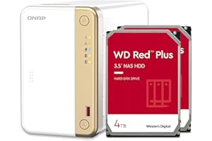 QNAP 2 Bay Multimedia Desktop NAS - Preconfigured RAID 5 with 4TB WD Red Plus HDD - High Speed Data Storage, Backup, Media St