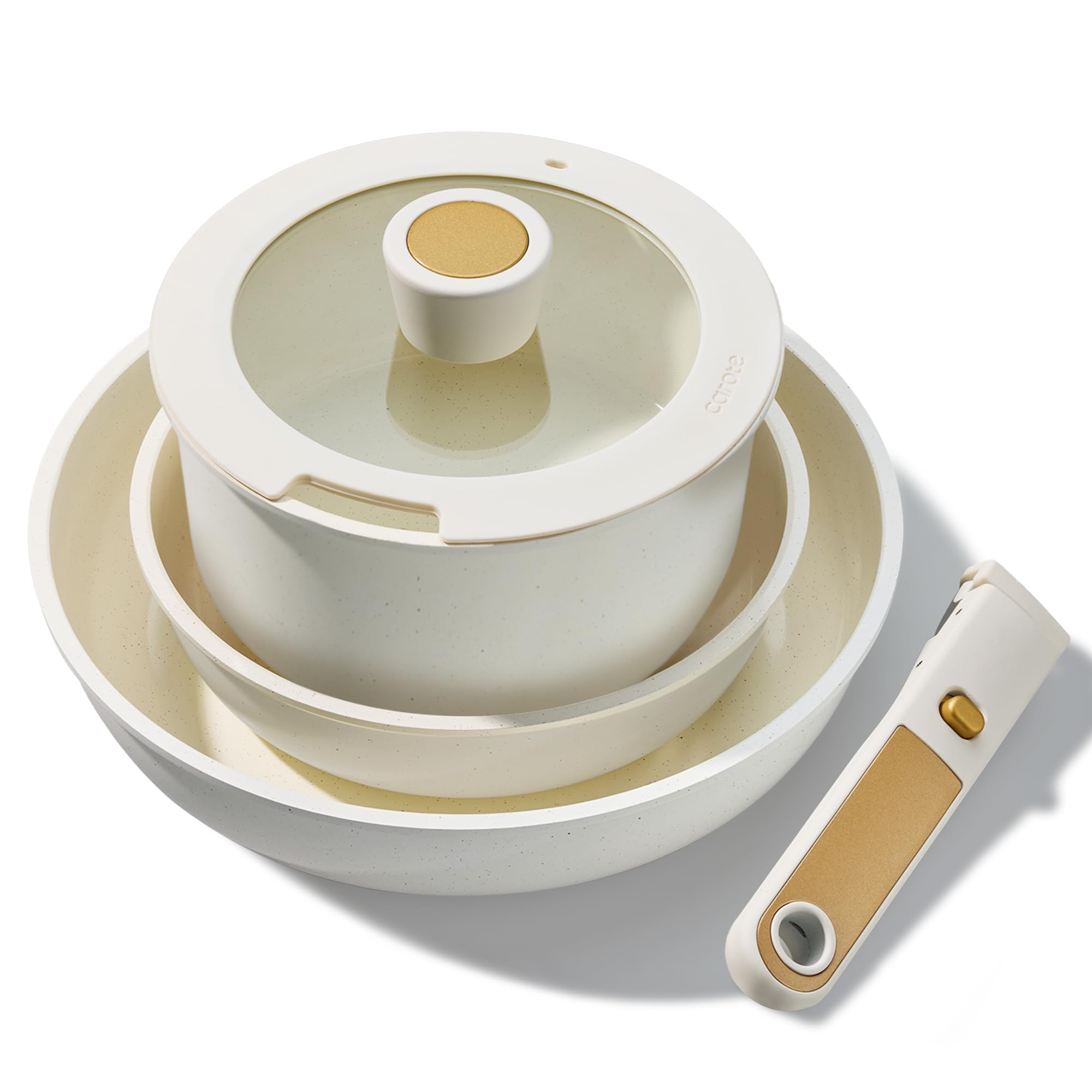 CAROTE 6pcs Pots and Pans Set Non Stick, Cookware Sets, Kitchen Set, Oven/Fridge Safe, Space Saving Pots Set, Nonstick Cooking Set with Versatile Detachable Handle, Induction RV Set Image