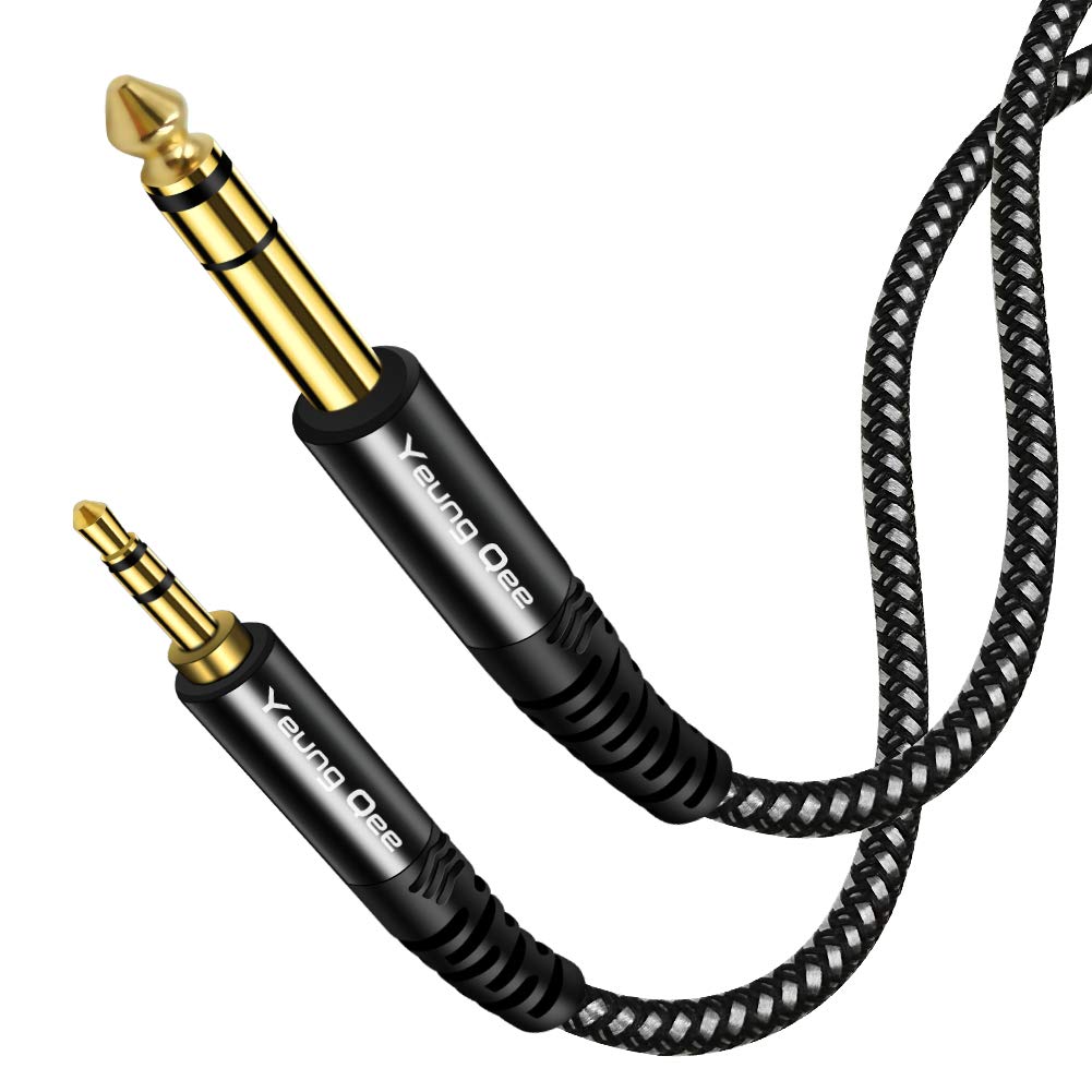 Yeung Qee 3.5mm to 6.35mm Stereo Audio Cable 5m, 1/4 to 1/8 Audio Cable,3.5mm Male to 6.35mm Male TRS Nylon Braid Cable Compatible for iPod, Laptop,Home Theater Devices, and Amplifiers (5M)