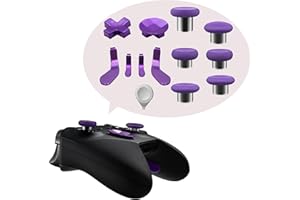 EASEGMER Metal Thumbsticks for Xbox One Elite Series 2, 13 in 1 Replacement Magnetic Buttons Kit Includes Metal Mod 6 Swap Joystick, 4 Paddles, 2 D-Pads, 1 Adjustment Tool (Purple)