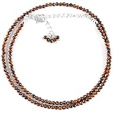 QNAVIC Natural Gemstone Micro Beads Dainty Choker Necklace for Women, Healing Chakra Energy Crystals, Birthstone Handmade Jewelry, Silver Plated Chain 18 inch Birthday Gift for Her