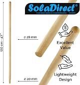 SolaDirect Hardwood Rake Handle Replacement 120 cm 47 in Wooden Shaft view 5